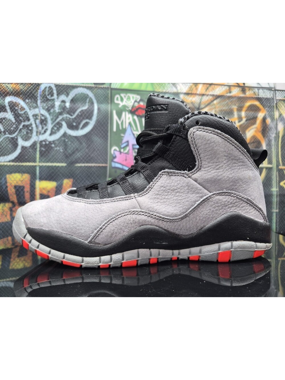 Nike Air Jordan 10 Retro Shoes Youth 6Y 6M Cool Grey Infrared Black 310806-023